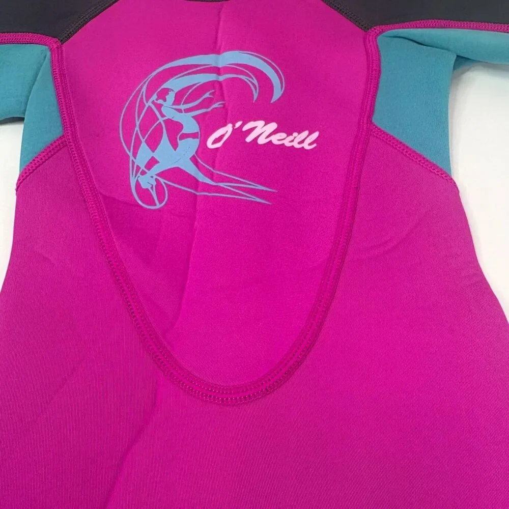 O'Neill Toddler Size 1Reactor-2 2mm Short Sleeve Spring Wetsuit Berry/Light Aqua